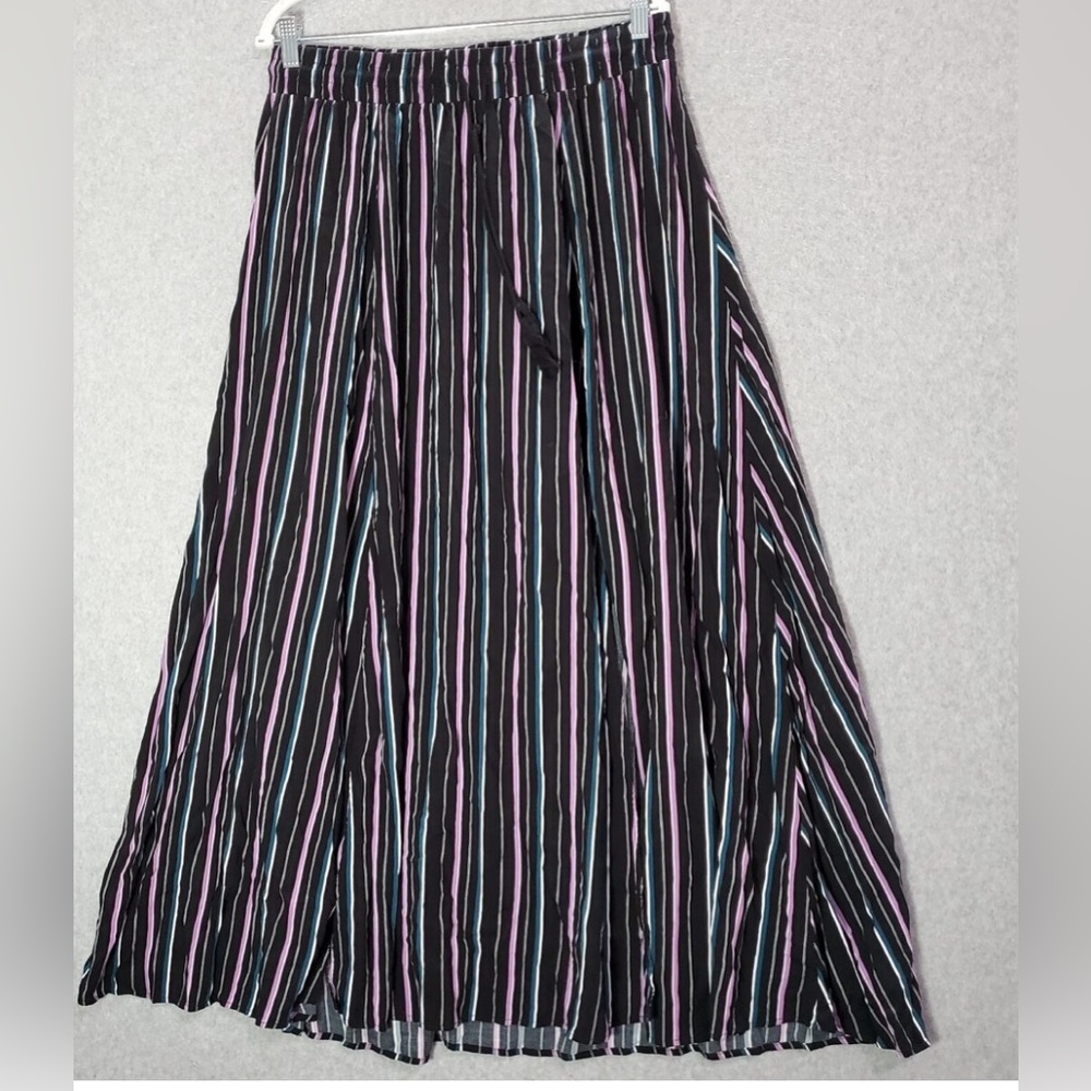 TORRID Black Pink Teal Stripe Challis Rayon Slit Long Maxi Skirt